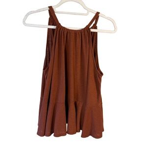 Old Navy Rust Tank Top Size M Y2K Boho Festival Casual Summer Flowy Linen Blend